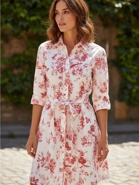 Cynthia Steffe White Dress with Red Floral Print